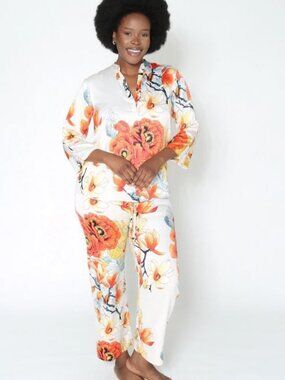 Winter Peony Silky Satiny PJ Pajamas Set - N Natori - Floral - 3X - NEW NIP